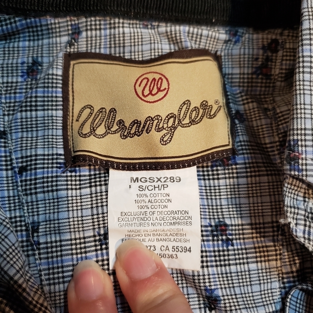 Wrangler Grey Blue Floral Button Down Western Shirt Small - Picture 3 of 5
